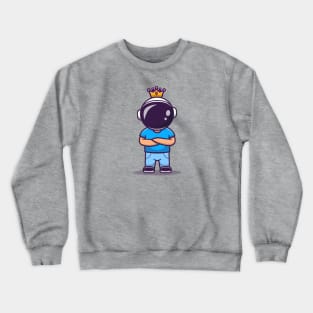 Cute Astronaut Boy With Crown Cartoon Crewneck Sweatshirt